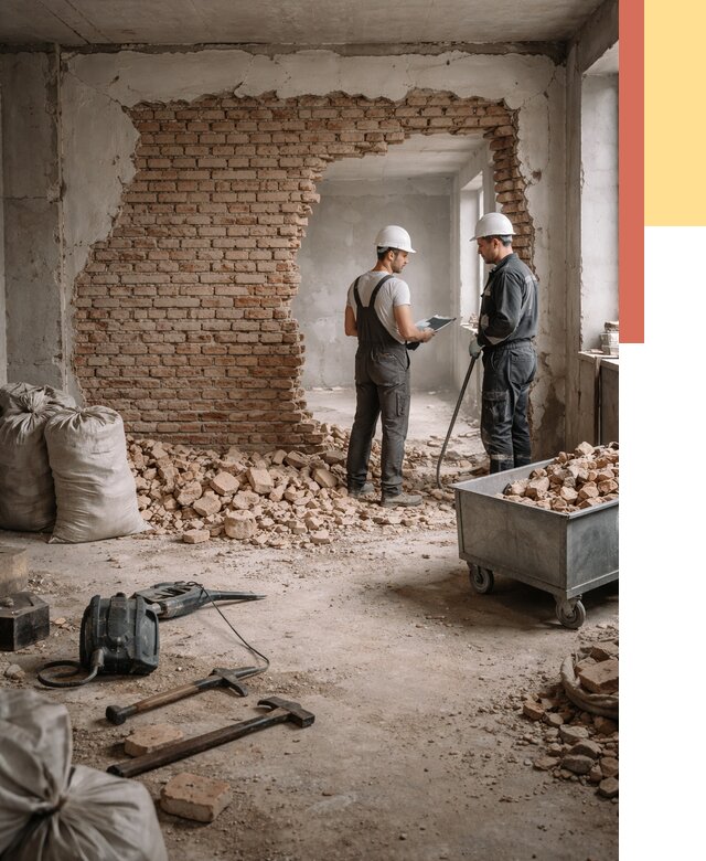 Демонтаж кирпичных стен в Белгороде от 4363 руб. — быстро, недорого, под ключ | ОТДЕЛОЧНИК-Блг