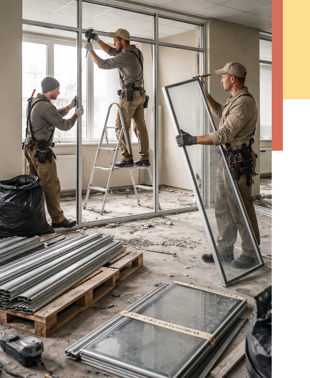 Демонтаж алюминиевых перегородок в Белгороде от 4363 руб. — быстро и недорого | ОТДЕЛОЧНИК-Блг