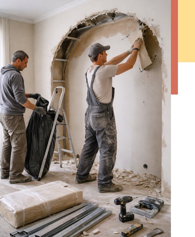 Демонтаж арки из гипсокартона в Белгороде от 3635 руб. — услуги под ключ | ОТДЕЛОЧНИК-Блг