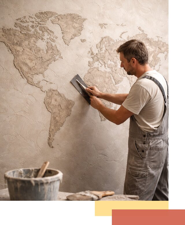 Декоративная штукатурка «Карта мира» под ключ в Белгороде