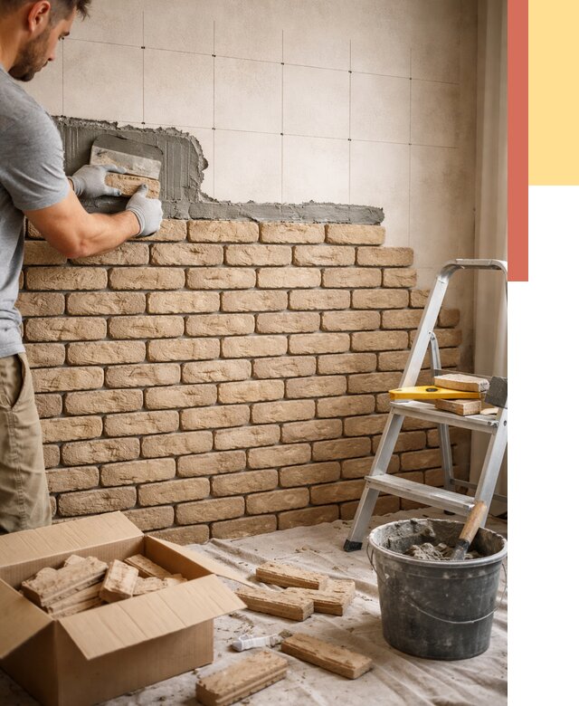 Монтаж декоративного кирпича в Белгороде от 3324 руб./м² — быстро и недорого | ОТДЕЛОЧНИК-Блг