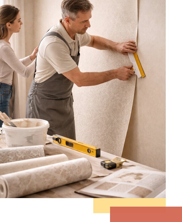 Поклейка обоев с подбором рисунка в Белгороде