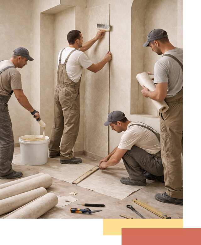 Поклейка обоев на сложные стены и неровные поверхности в Белгороде