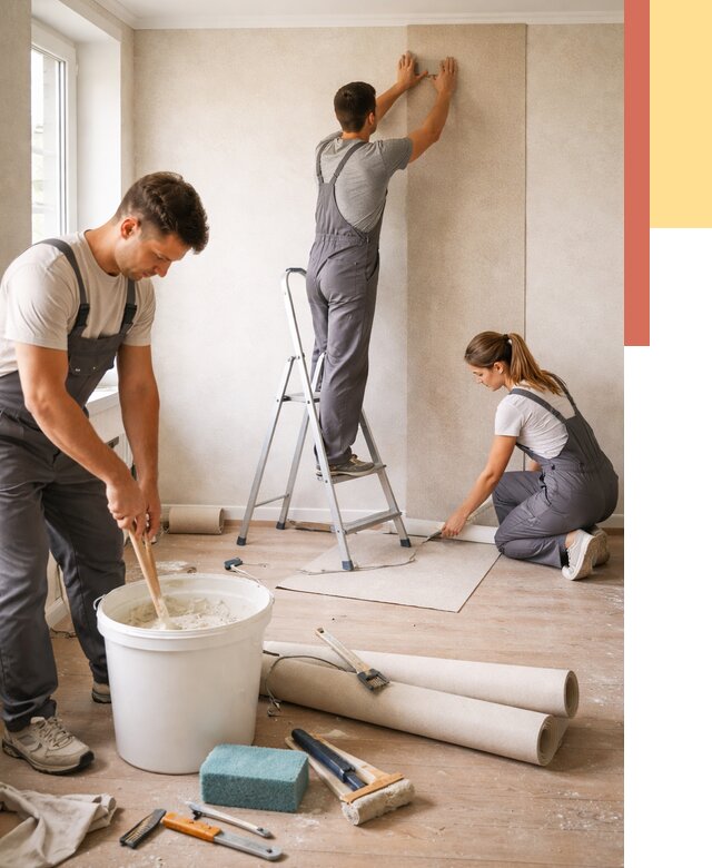 Оклейка стен обоями в Белгороде от 3635 руб/м2 — быстро и недорого | ОТДЕЛОЧНИК-Блг