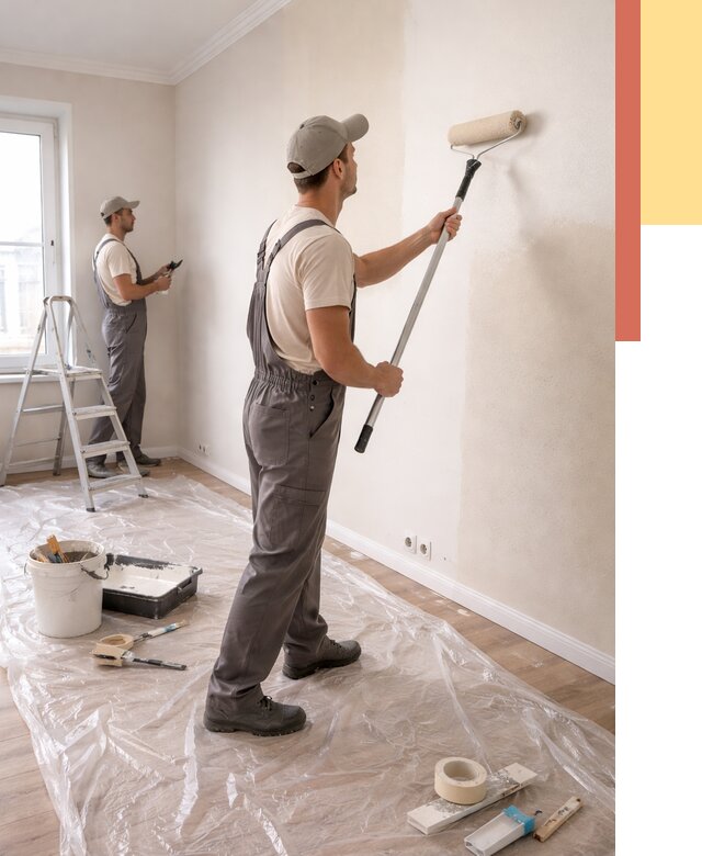 Покраска стен акриловой краской в Белгороде от 3635 руб./м² — быстро и недорого | ОТДЕЛОЧНИК-Блг