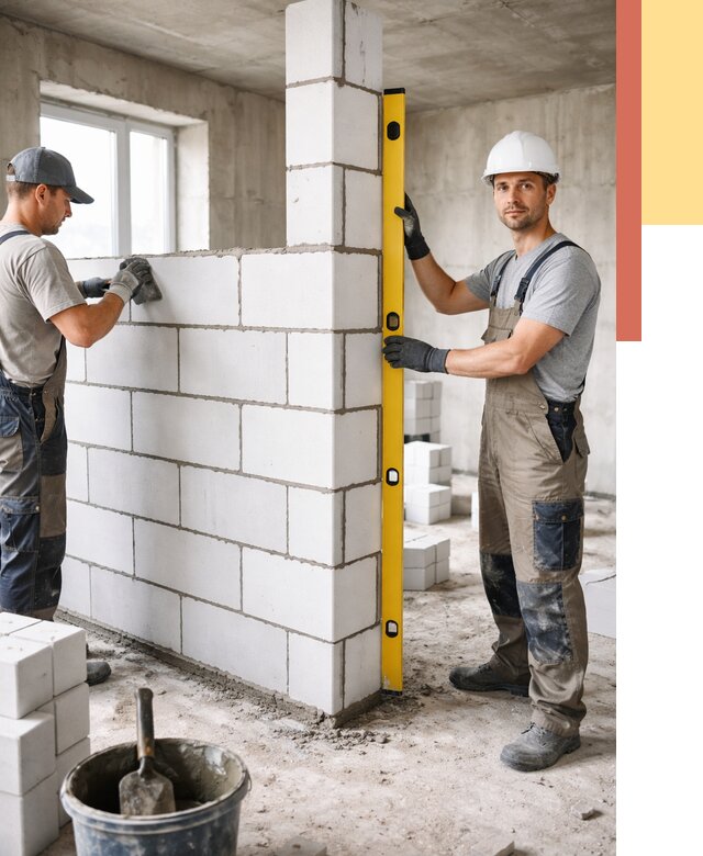 Кладка перегородок из пеноблока в Белгороде от 1870 руб. под ключ | ОТДЕЛОЧНИК-Блг