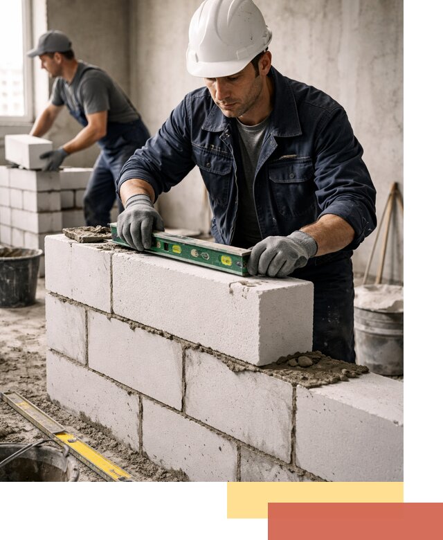 Кладка перегородок из пеноблока под ключ в Белгороде