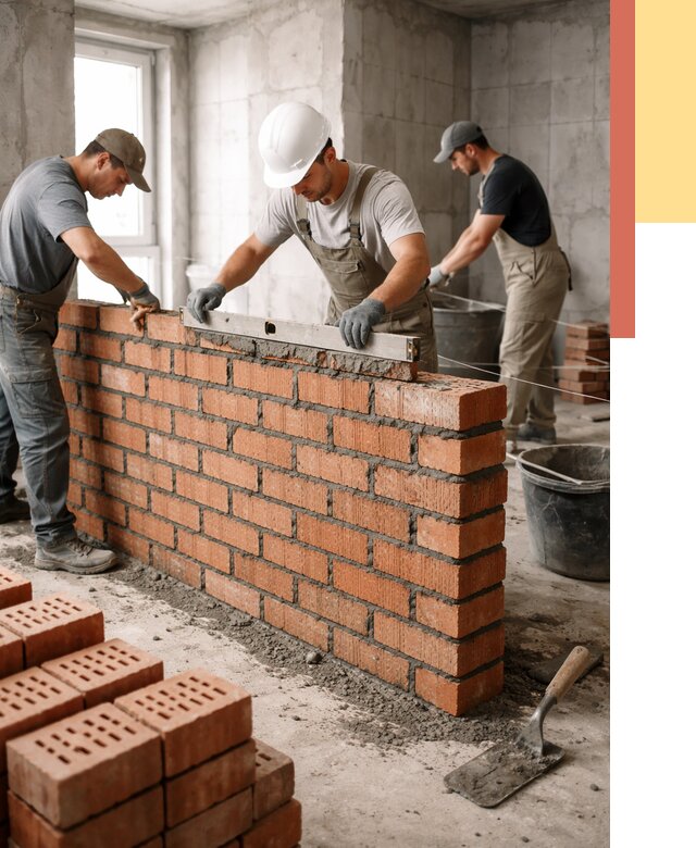 Кладка перегородок из кирпича в Белгороде от 3635 руб. за м² | ОТДЕЛОЧНИК-Блг