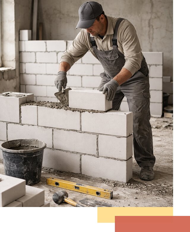 Кладка перегородок из силикатного блока в Белгороде