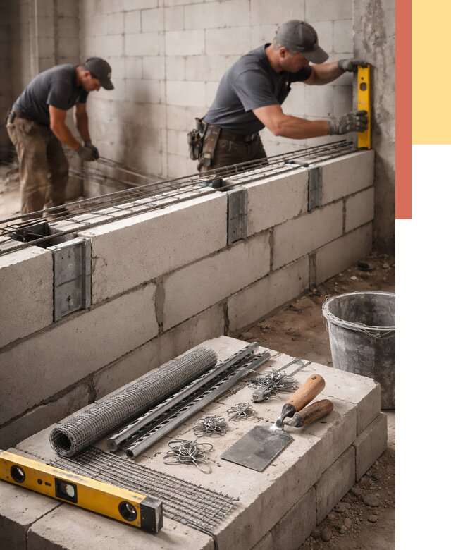 Армирование кладки перегородок в Белгороде от 779 руб. под ключ | ОТДЕЛОЧНИК-Блг