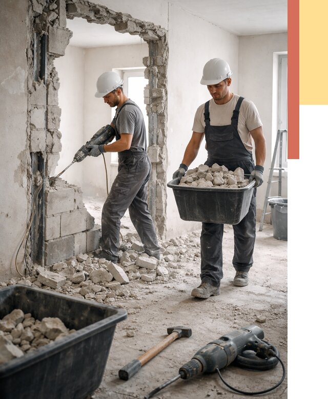 Демонтаж блоковых перегородок в Белгороде от 3895 руб. — быстро и недорого | ОТДЕЛОЧНИК-Блг