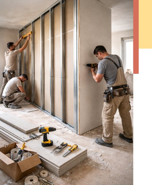 Монтаж однослойной перегородки из гипсокартона в Белгороде от 675 руб. | ОТДЕЛОЧНИК-Блг