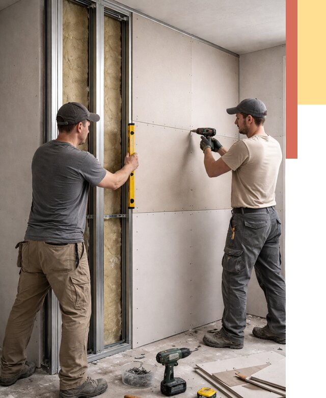 Монтаж двухслойной перегородки из гипсокартона в Белгороде от 1506 руб. | ОТДЕЛОЧНИК-Блг