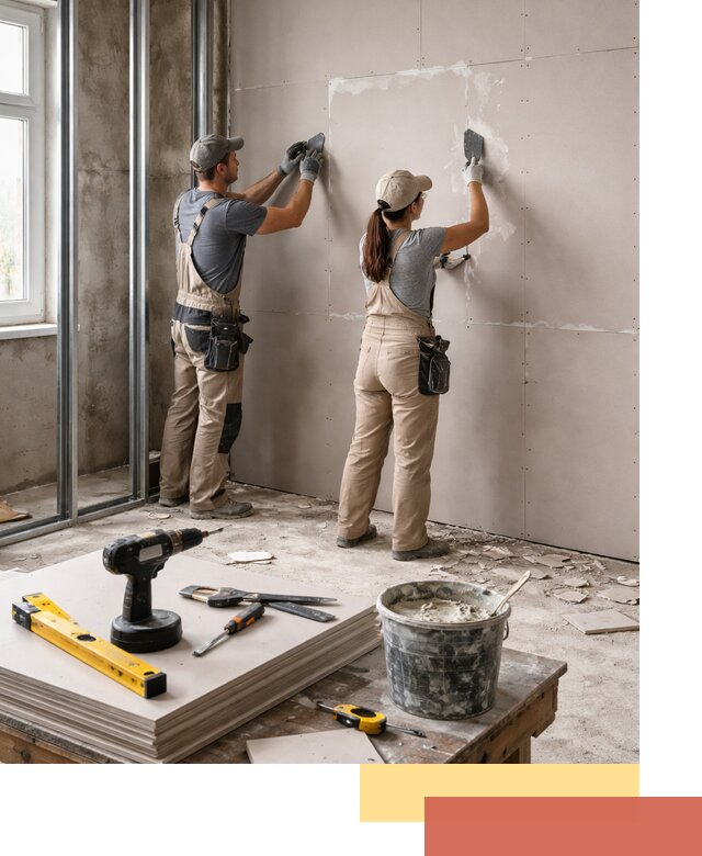 Монтаж двухслойной перегородки из гипсокартона в Белгороде