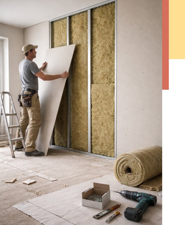 Перегородка из гипсокартона с шумоизоляцией в Белгороде от 3241 руб. | ОТДЕЛОЧНИК-Блг