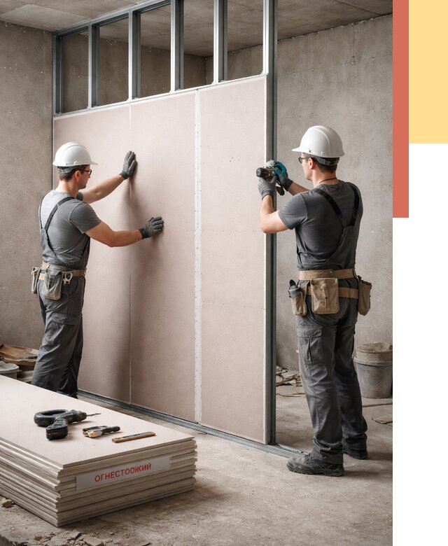 Перегородка из огнестойкого гипсокартона в Белгороде от 1922 руб. под ключ | ОТДЕЛОЧНИК-Блг