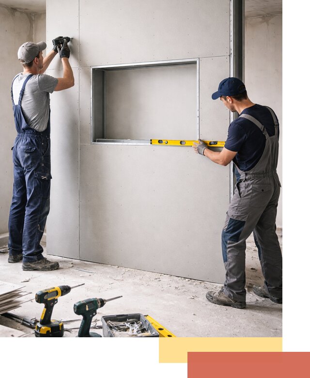 Перегородка из гипсокартона с нишей под декор в Белгороде