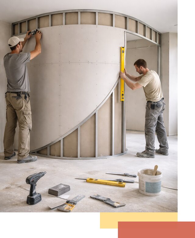 Радиусная перегородка из гипсокартона в Белгороде под ключ