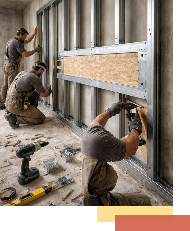 Усиленная перегородка для крепления тяжёлых конструкций в Белгороде