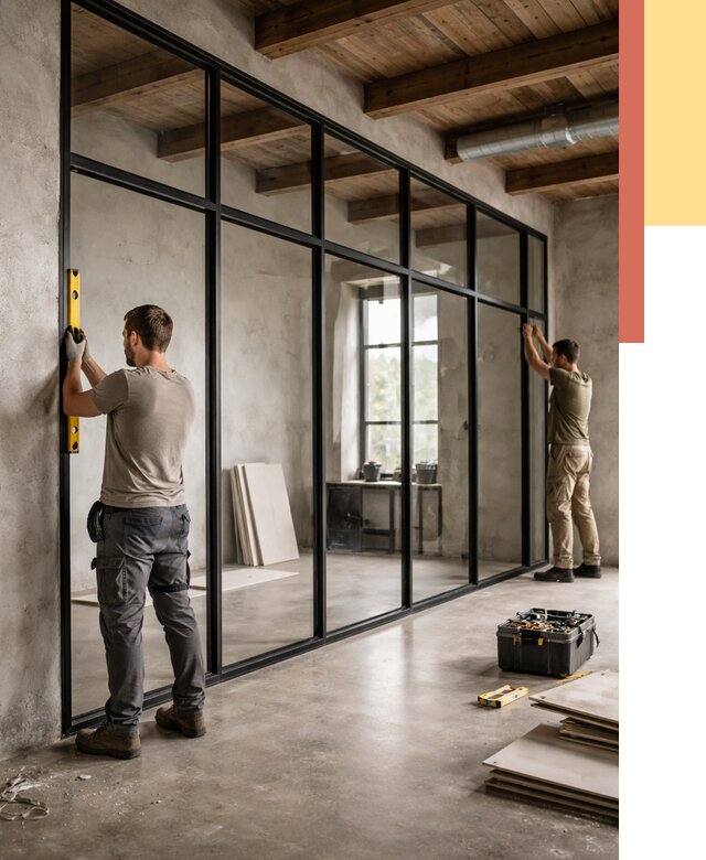 Стеклянные перегородки лофт в Белгороде от 10906 руб. под ключ | ОТДЕЛОЧНИК-Блг