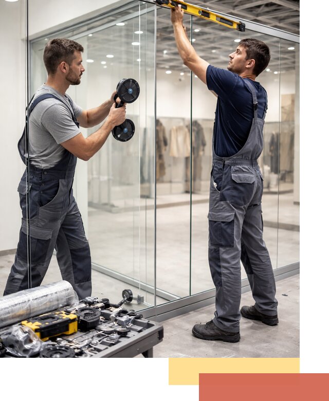 Стеклянные перегородки для магазинов в Белгороде — монтаж и установка