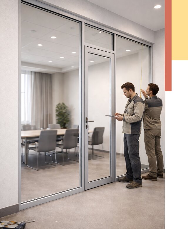 Установка и монтаж алюминиевых перегородок со стеклом в Белгороде от 8517 руб. | ОТДЕЛОЧНИК-Блг