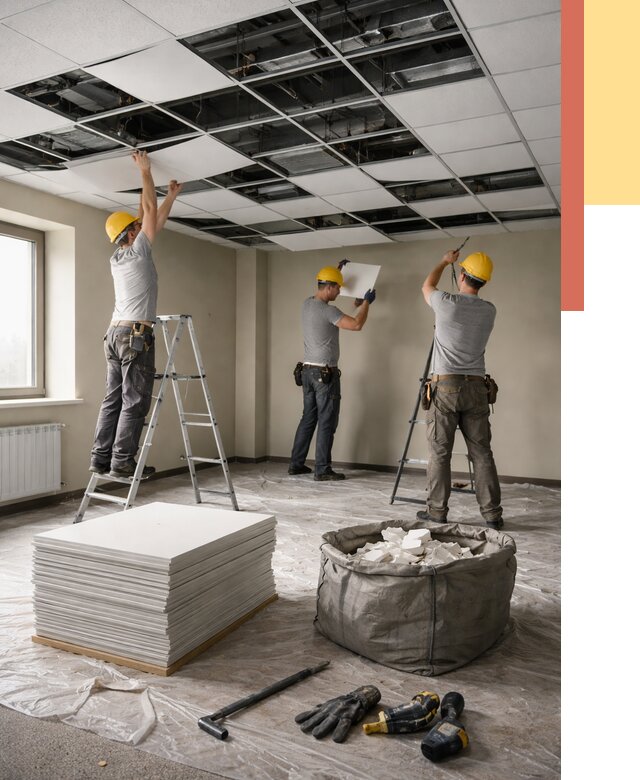 Демонтаж потолка Армстронг в Белгороде от 4674 руб. быстро и недорого | ОТДЕЛОЧНИК-Блг