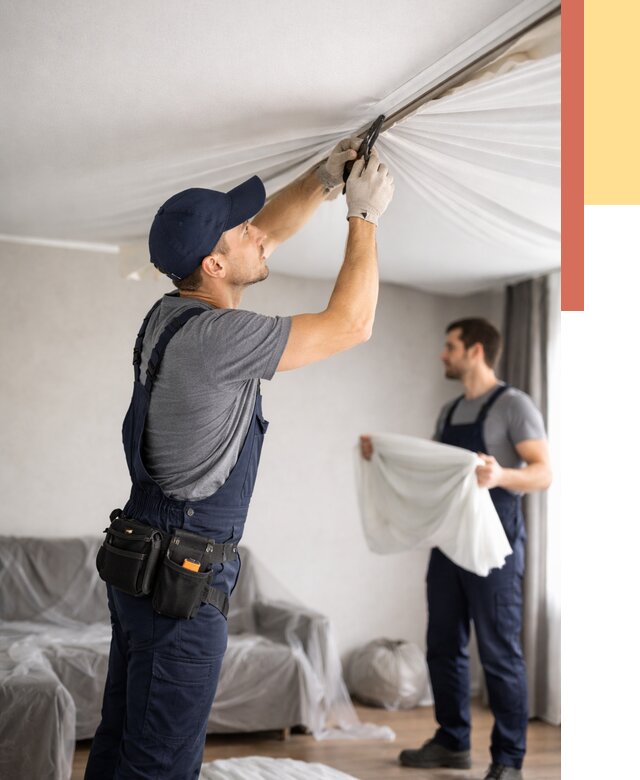 Демонтаж натяжного потолка в Белгороде от 4674 руб. — снятие и разбор под ключ | ОТДЕЛОЧНИК-Блг