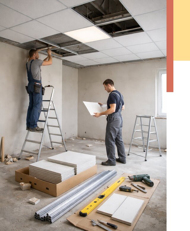 Монтаж потолка армстронг в Белгороде от 4674 руб/м2 — быстрая установка под ключ | ОТДЕЛОЧНИК-Блг