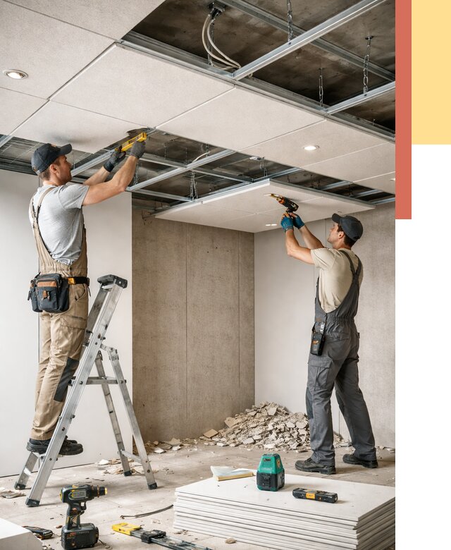 Монтаж акустического потолка в Белгороде от 6752 руб/м2 — быстро и недорого | ОТДЕЛОЧНИК-Блг