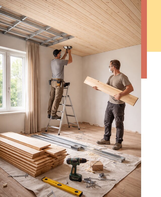 Монтаж потолка из вагонки в Белгороде от 6752 руб. | Быстро и недорого — ОТДЕЛОЧНИК-Блг