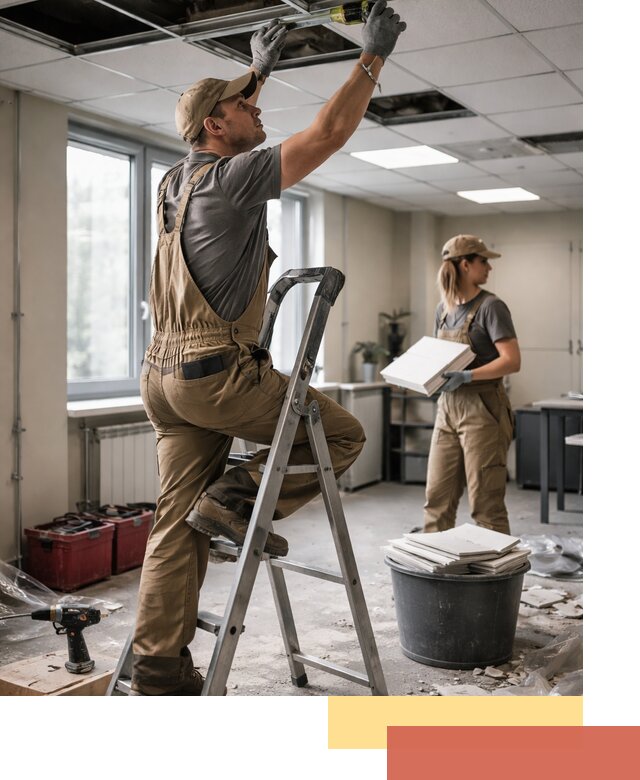 Ремонт потолка Армстронг и замена плит в Белгороде