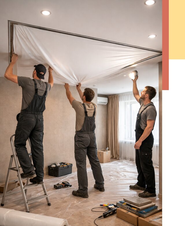 Монтаж ПВХ натяжного потолка в Белгороде от 3635 руб. под ключ | ОТДЕЛОЧНИК-Блг