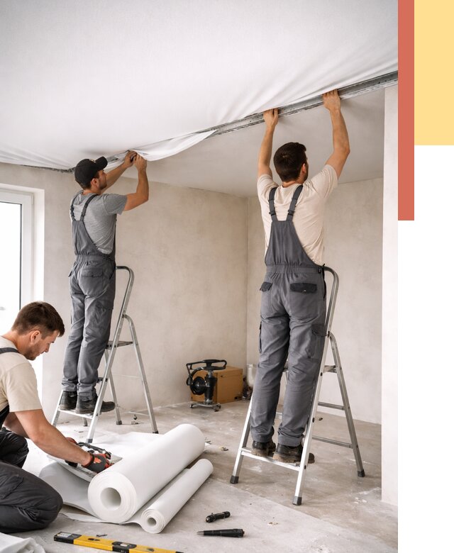 Монтаж тканевого натяжного потолка в Белгороде от 3635 руб. под ключ | ОТДЕЛОЧНИК-Блг