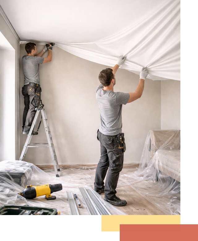 Монтаж тканевого натяжного потолка в Белгороде недорого и быстро