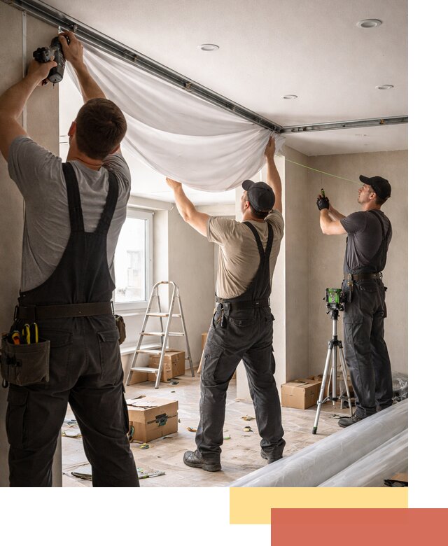 Монтаж парящего натяжного потолка под ключ в Белгороде