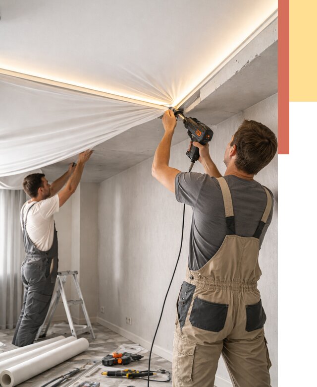 Монтаж натяжного потолка с подсветкой в Белгороде от 987 руб. | ОТДЕЛОЧНИК-Блг