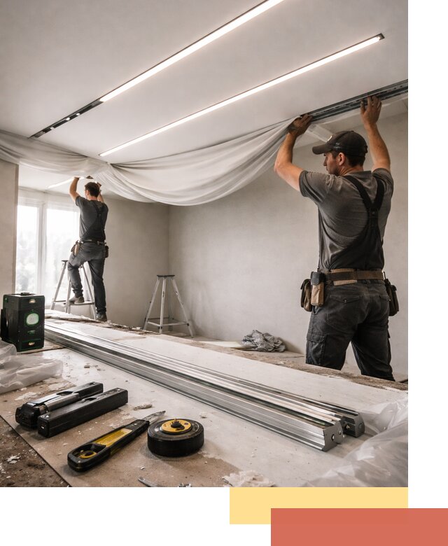 Монтаж натяжных потолков со световыми линиями в Белгороде