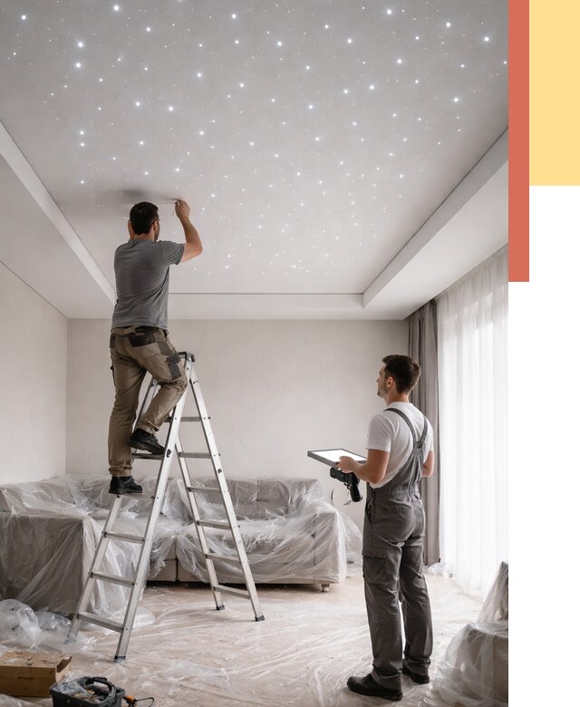 Монтаж натяжного потолка «звездное небо» в Белгороде от 6752 руб. | ОТДЕЛОЧНИК-Блг