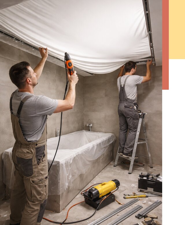 Монтаж натяжного потолка в ванной в Белгороде от 1246 руб. под ключ | ОТДЕЛОЧНИК-Блг