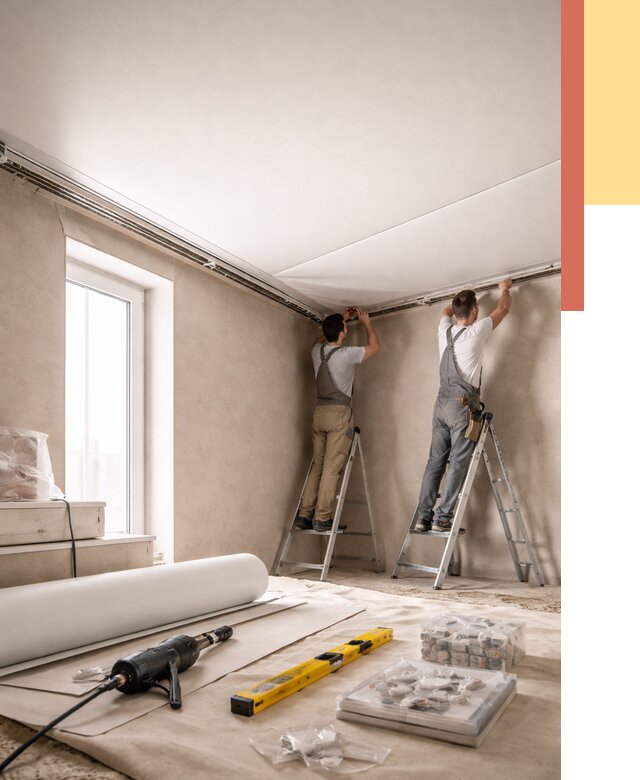 Монтаж натяжного потолка в спальне в Белгороде от 3947 руб. под ключ | ОТДЕЛОЧНИК-Блг