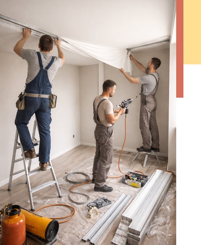 Монтаж натяжного потолка в студии в Белгороде от 5713 руб. — быстро и недорого | ОТДЕЛОЧНИК-Блг