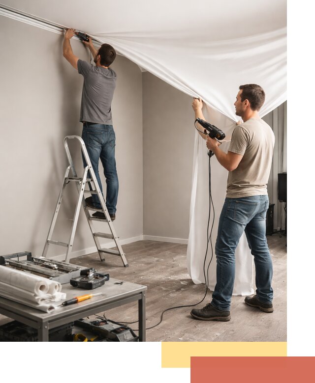 Монтаж натяжного потолка в студии в Белгороде