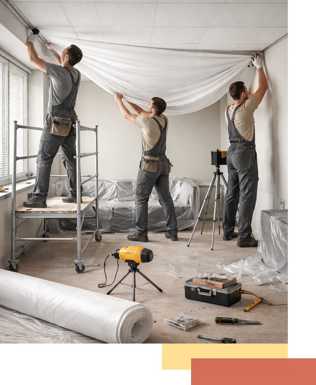 Монтаж натяжного потолка в офисе в Белгороде