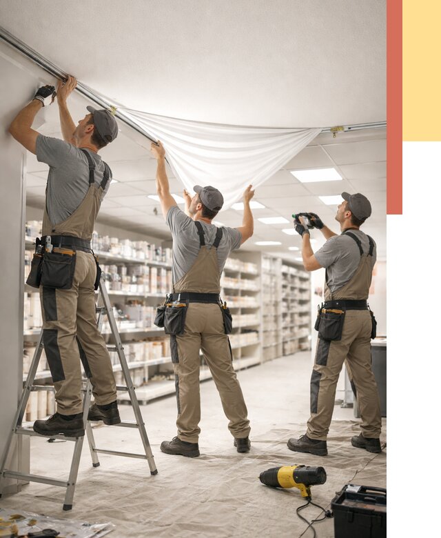 Монтаж натяжного потолка в магазине в Белгороде от 4674 руб. быстро и недорого | ОТДЕЛОЧНИК-Блг