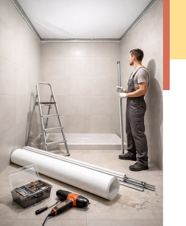 Монтаж натяжного потолка в санузле в Белгороде от 1922 руб. — ОТДЕЛОЧНИК-Блг