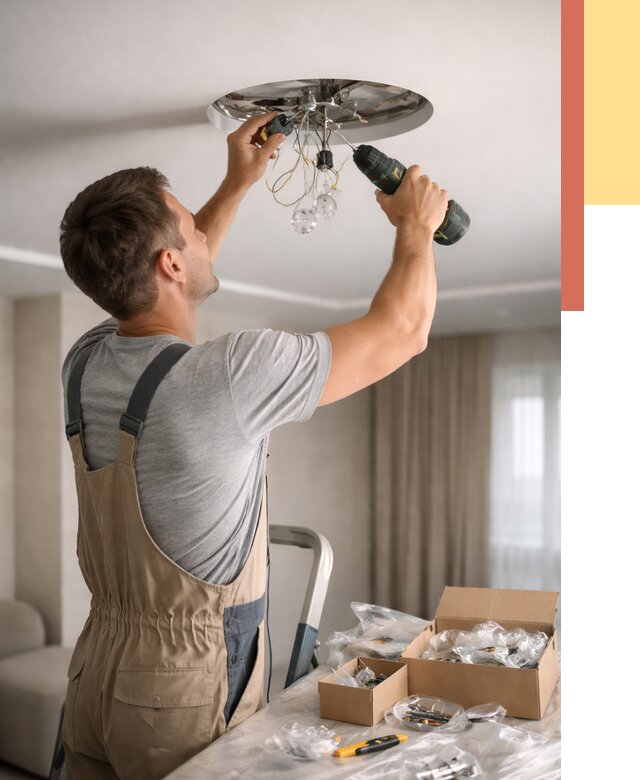 Установка люстры в натяжной потолок в Белгороде от 1246 руб. | Быстро и недорого — ОТДЕЛОЧНИК-Блг