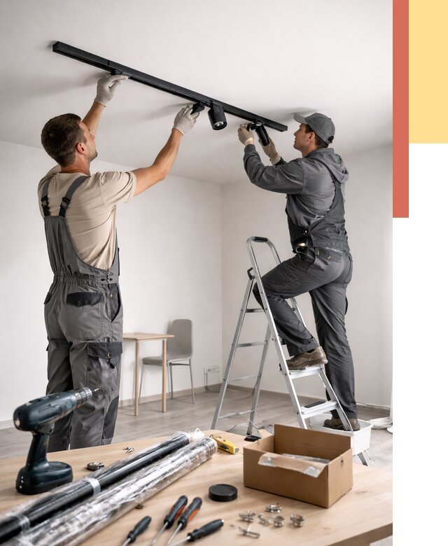 Установка трековых светильников в натяжной потолок в Белгороде от 4363 руб. | ОТДЕЛОЧНИК-Блг