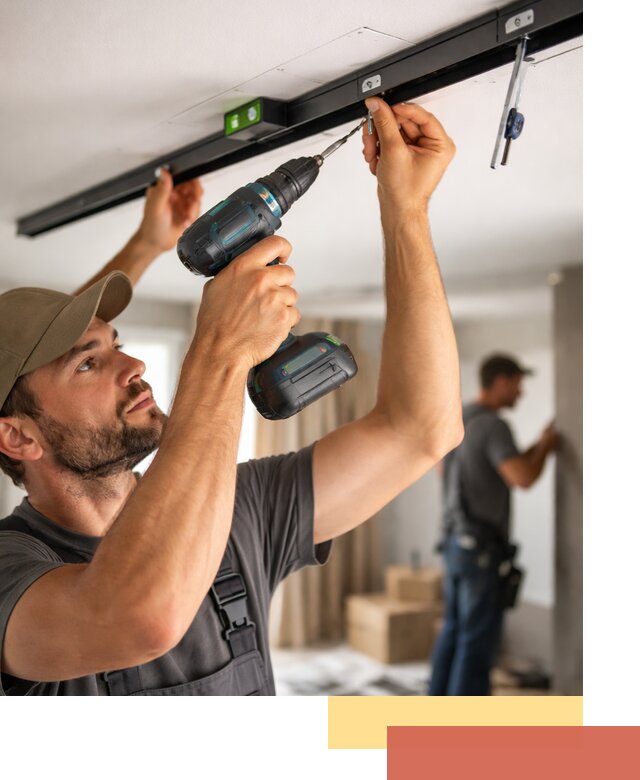 Установка трековых светильников в натяжной потолок в Белгороде