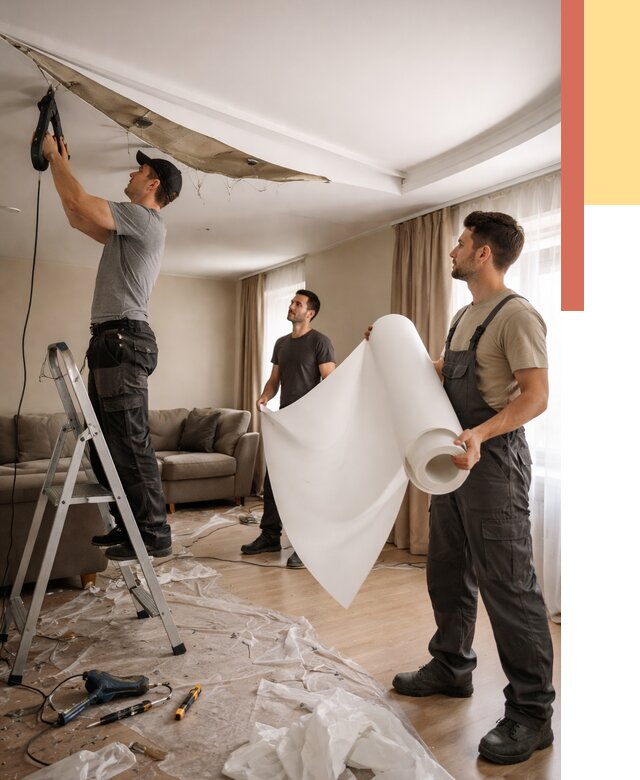 Замена полотна натяжного потолка в Белгороде от 9868 руб. быстро и недорого | ОТДЕЛОЧНИК-Блг